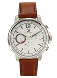 Tommy Hilfiger Landon Chronograph White Dial Brown Leather Strap Watch for Men - 1791531