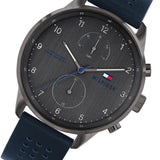 Tommy Hilfiger Chase Grey Dial Blue Leather Strap Watch for Men - 1791578