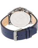 Tommy Hilfiger Chase Grey Dial Blue Leather Strap Watch for Men - 1791578