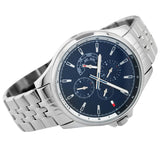 Tommy Hilfiger Shawn Multifunction Quartz Blue Dial Silver Steel Strap Watch for Men - 1791612