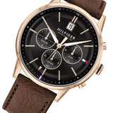 Tommy Hilfiger Shawn Multifunction Grey Dial Brown Leather Strap Watch for Men - 1791615