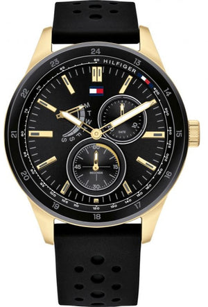 Tommy Hilfiger Austin Black Dial Black Rubber Strap Watch for Men - 1791636