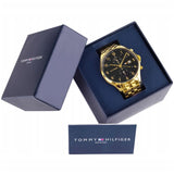 Tommy Hilfiger West Chronograph Quartz Black Dial Gold Steel Strap Watch For Men - 1791708