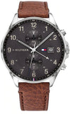 Tommy Hilfiger West Chronograph Grey Dial Brown Leather Strap Watch For Men - 1791710