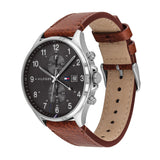 Tommy Hilfiger West Chronograph Grey Dial Brown Leather Strap Watch For Men - 1791710