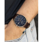 Tommy Hilfiger West Chronograph Blue Dial Brown Leather Strap Watch For Men - 1791712