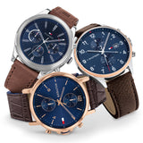 Tommy Hilfiger West Chronograph Blue Dial Brown Leather Strap Watch For Men - 1791712