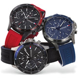 Tommy Hilfiger Multifunction Quartz Black Dial Red Rubber Strap Watch for Men  - 1791722