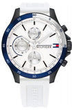 Tommy Hilfiger Bank Chronograph White Dial White Rubber Strap Watch for Men - 1791723