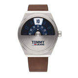 Tommy Hilfiger Monogram Pop Quartz Silver Dial Brown Leather Strap Watch For Men - 1791772