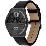 Tommy Hilfiger Monogram Pop Quartz Black Dial Black Leather Strap Watch For Men - 1791773