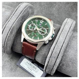 Tommy Hilfiger Lars Chronograph Green Dial Brown Leather Strap Watch For Men - 1792064