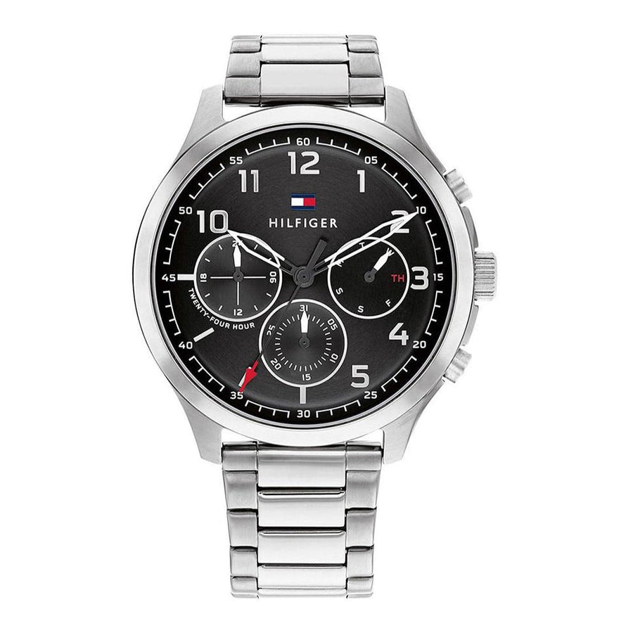 Tommy Hilfiger Asher Chronograph Black Dial Silver Steel Strap Watch For Men - 1791852