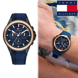 Tommy Hilfiger Aiden Chronograph Blue Dial Blue Silicone Strap Watch For Men - 1791860