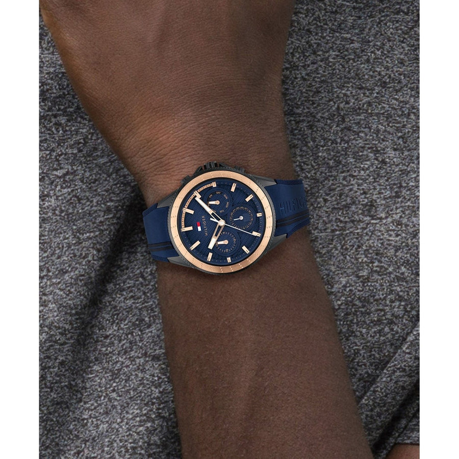 Tommy Hilfiger Aiden Chronograph Blue Dial Blue Silicone Strap Watch For Men - 1791860