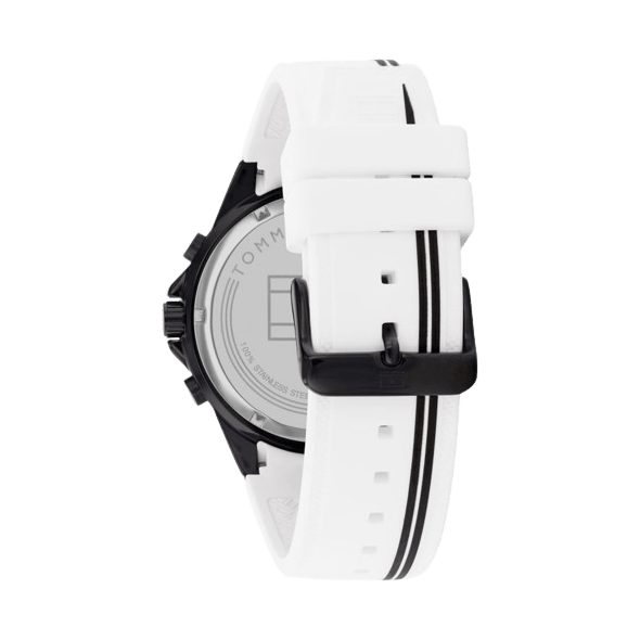 Tommy Hilfiger Aiden Chronograph White Dial White Rubber Strap Watch For Men - 1791862
