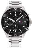 Tommy Hilfiger Larson Multifunction Black Dial Silver Steel Strap Watch For Men - 1791916