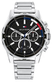 Tommy Hilfiger Mason Multifunction Black Dial Silver Steel Strap Watch For Men - 1791936