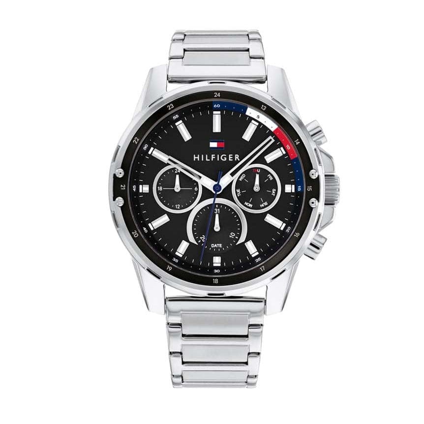 Tommy Hilfiger Mason Multifunction Black Dial Silver Steel Strap Watch For Men - 1791936