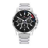 Tommy Hilfiger Mason Multifunction Black Dial Silver Steel Strap Watch For Men - 1791936