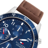 Tommy Hilfiger Jimmy Chronograph Quartz Blue Dial Brown Leather Strap Watch For Men - 1791946