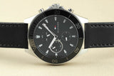 Tommy Hilfiger Larson Chronograph Black Dial Black Leather Strap Watch For Men - 1791984