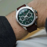 Tommy Hilfiger Lars Chronograph Green Dial Brown Leather Strap Watch For Men - 1792064