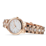 Michael Kors Runway Mercer Mother of Pearl White Dial Two Tone Steel Strap Watch For Women - MK6674