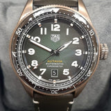 Tag Heuer Autavia Calibre 5 Automatic 42mm Olive Green Dial Leather Strap Watch for Men - WBE5190.FC8268