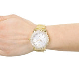 Guess Dazzler Diamonds Silver Dial Gold Steel Strap Watch for Women - W0335L2