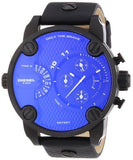 Diesel Little Daddy Blue Dial Black Leather Strap Watch For Men - DZ7257