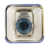 Fossil Townsman Automatic Skeleton Blue Dial Silver Steel Strap Watch for Men - ME3073