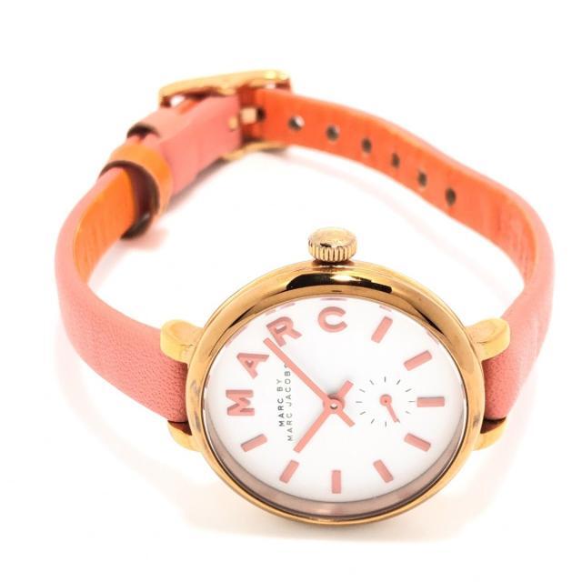 Marc Jacobs Sally White Dial Orange Leather Strap Watch for Women - MBM1355