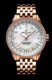 Breitling Navitimer Automatic 35 White Mother of Pearl Dial Rose Gold Steel Strap Watch for Men - R17395211A1R1