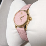 Gucci G Timeless Quartz Pink Dial Pink Leather Strap Watch For Women - YA1265005