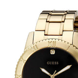 Guess Classic Diamonds Black Dial Gold Steel Strap Watch for Men - W0416G2