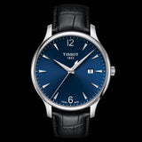 Tissot T Classic Tradition Blue Dial Black Leather Strap Watch For Men - T063.610.16.047.00