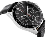 Tommy Hilfiger Luke Quartz Black Dial Black Leather Strap Watch for Men - 1791117