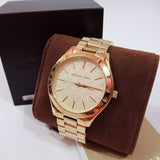 Michael Kors Slim Runway Gold Dial Gold Steel Strap Watch for Women - MK3335