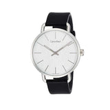 Calvin Klein Even White Dial Black Leather Strap Watch for Women - K7B211C6