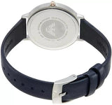 Emporio Armani Kappa White Mother of Pearl Dial Black Leather Strap Watch For Women - AR2509