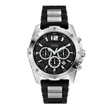 Guess Intrepid Chronograph Black Dial Two Tone Steel Strap Watch for Men - W0167G1