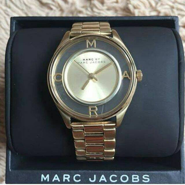 Marc Jacobs Marc Tether Transparent Gold Dial Gold Steel Strap Watch for Women - MBM3413