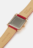 Michael Kors Emery Quartz Diamonds Silver Dial Red Leather Strap Watch For Women - MK4689