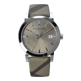 Burberry The City Nova Beige Dial Grey Leather Strap Watch for Women - BU9023