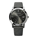 Burberry Heritage Grey Dial Black Leather Strap Watch for Men - BU9024