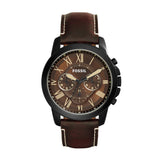 Fossil Grant Chronograph Brown Dial Brown Leather Strap Watch for Men - FS5088