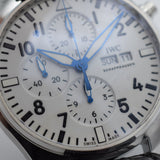 IWC Pilot’s Watch Chronograph Edition “150 Years” White Dial Black Leather Strap Watch for Men - IW377725