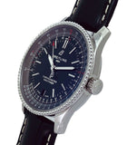 Breitling Navitimer Automatic 38mm Black Dial Black Leather Strap Mens Watch - A17325241B1P1