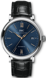 IWC Portofino Automatic Blue Dial Black Leather Strap Watch for Men - IW356523